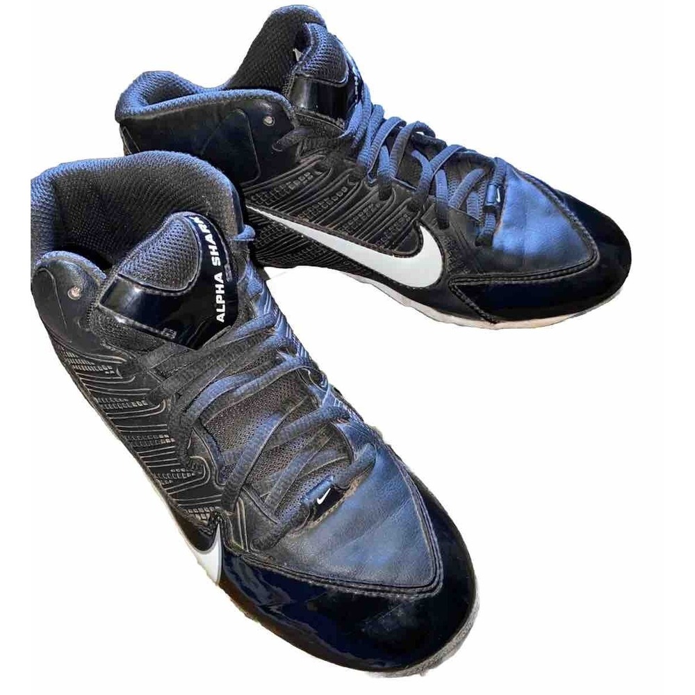 Nike Alpha Shark Fastflex Football Cleats Black White Athletic Youth Sz 4.5